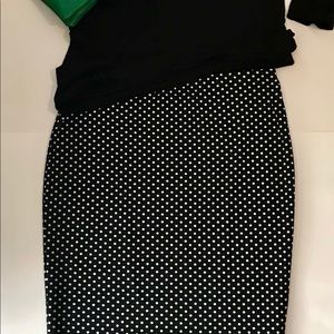 Vince Camuto black & white polka dot skirt